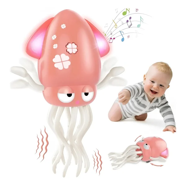 Pulpo Calamar Bailarín Juguete Bebé Niños Luz Musica Usb Rosa