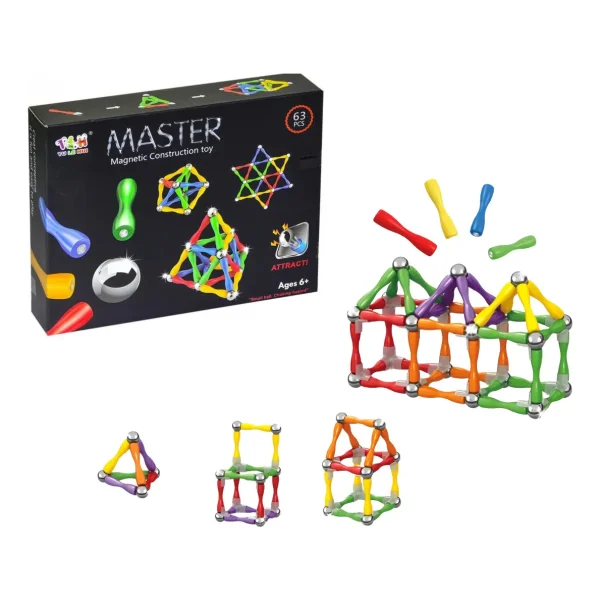 Juego Magnético 3d Construcción Bloques 63 Piezas Imanes 63