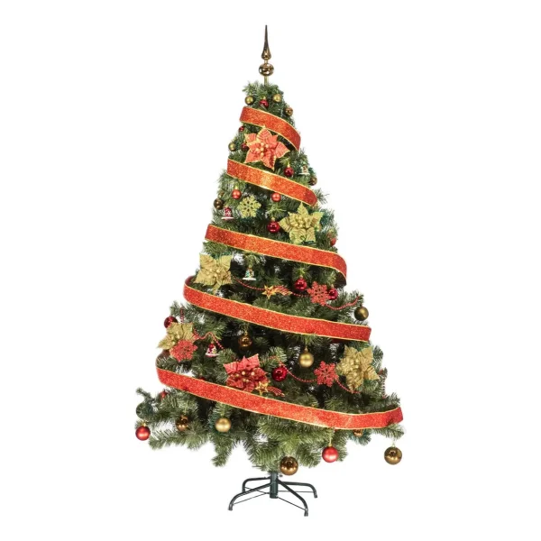 Arbol Navidad Tronador 1,80mts + Kit 60 Rojo Oro Cybermonday Verde