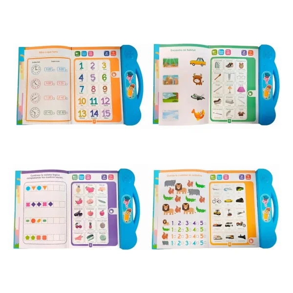 Libro Didactivo Interactivo Tactil Bilingüe Con Sonido Niños Celeste