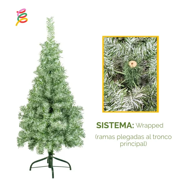 Árbol De Navidad Arbolito Slim Nevado 1.20mts Base Metal