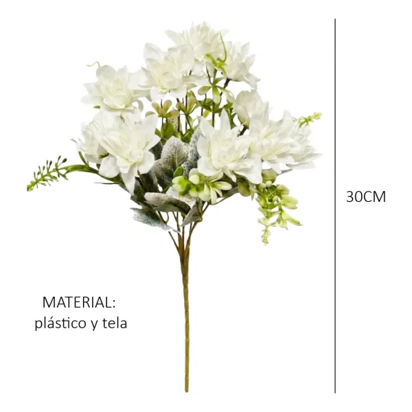 Ramo De Flores Artificiales Dalia 30cm Deco Hogar Pack X3 Crema