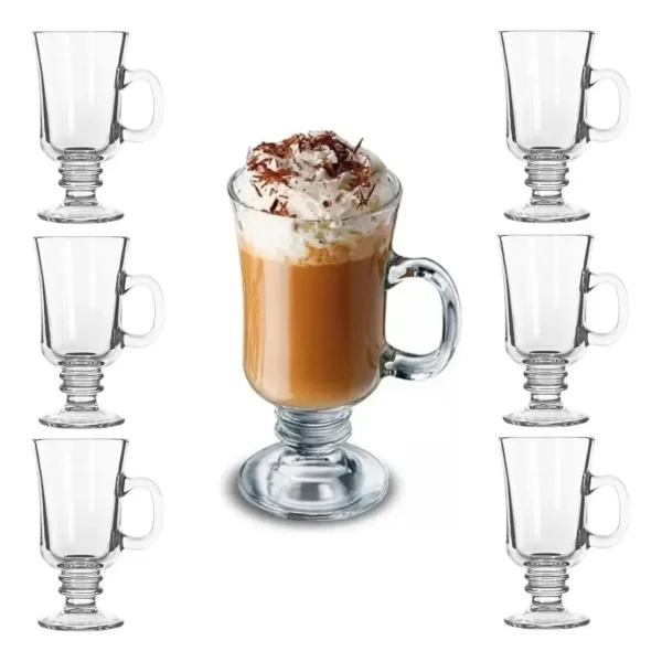 Set X6 Unidades Jarros Submarino Cafe Vaso Vidrio 227ml Transparente Submarino