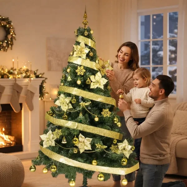 Arbol Navidad Tronador Lujo 1,80mts + Kit 60 Oro Cybermonday Verde