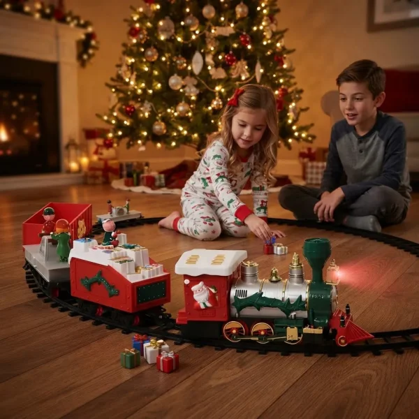 Pista Tren Navideño Xl Luz Y Sonido Locomotora Gigante