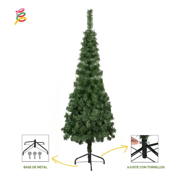 Árbol De Navidad Tronador Slim Verde 1.50mts Base Metal
