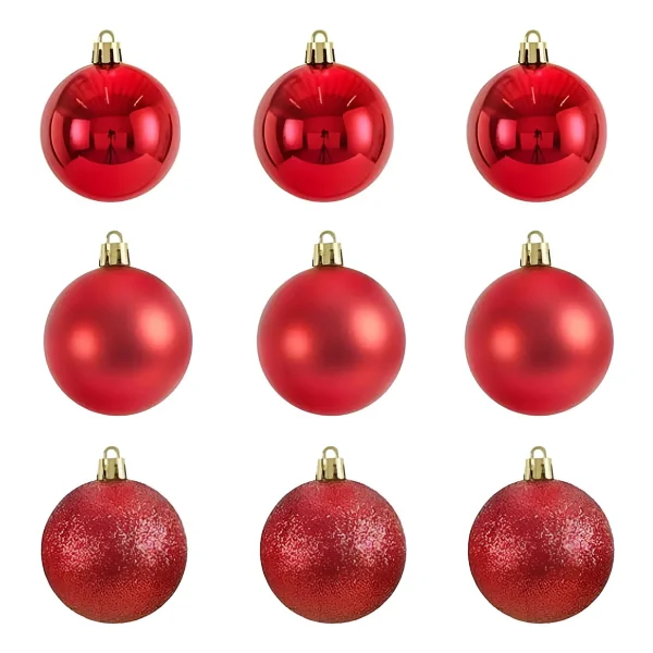 Adornos Navideños Tubo Bolas De Navidad 5cm X9 Unidades