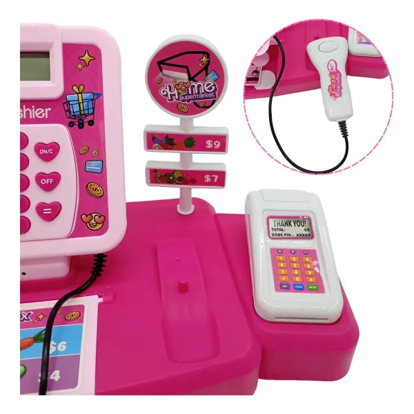 Caja Registradora Rosa Con Sonido
