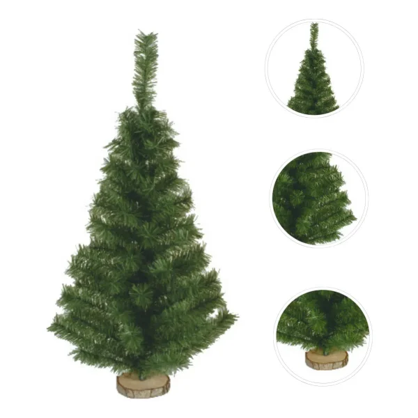 Arbolito Navidad Mini 60cm Con Base De Tronco Natural