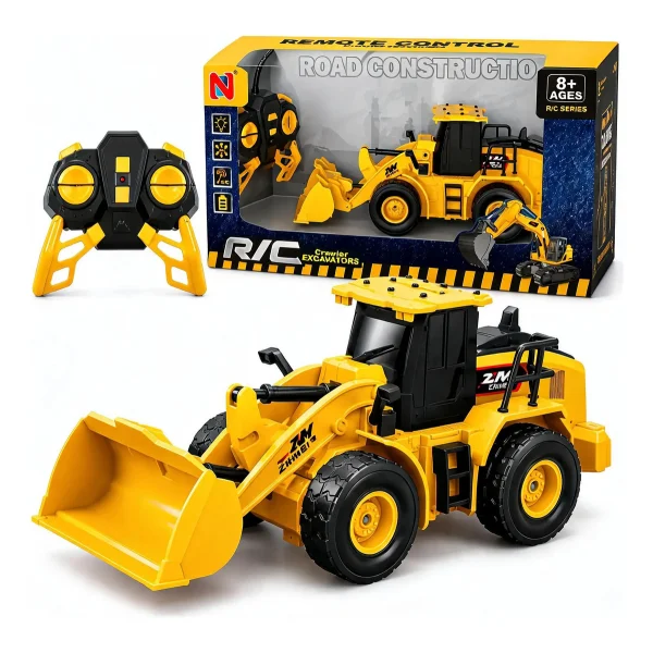 Excavadora Tractor Juguete A Control Remoto Luz Y Sonido Rc Amarillo