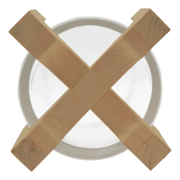 Portavela Jarrón De Vidrio Grande Con Base De Madera 34cm Transparente