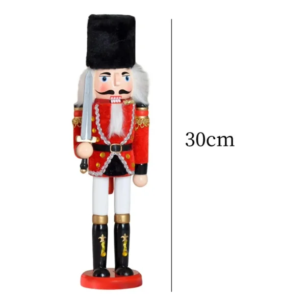 Cascanueces Soldado De Madera 30 Cm Adorno Navidad Madera Rojo