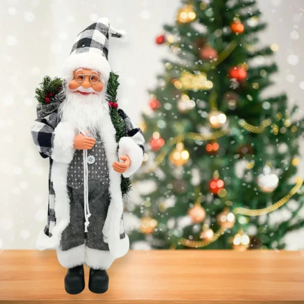 Papa Noel Muñeco De Navidad Adorno Decoracion Color Gris