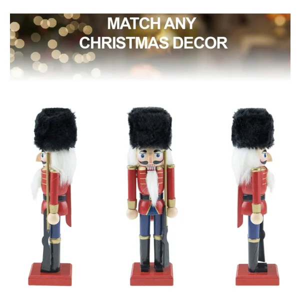 Cascanueces Soldado Adorno De Madera 30 Cm Navidad Deco Dorado