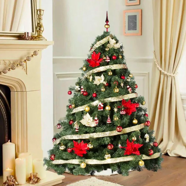 Arbol de Navidad Extra Lujo Patagonia 1,80mts Adornos Rojo Oro