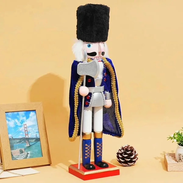 Cascanueces Soldado Adorno De Madera 38 Cm Navidad Azul