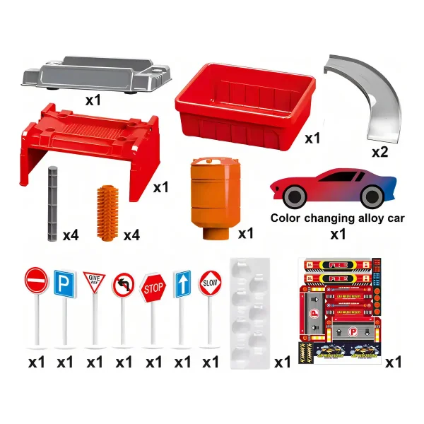 Lavadero De Autos Cambia De Color Juguete Infantil Rojo
