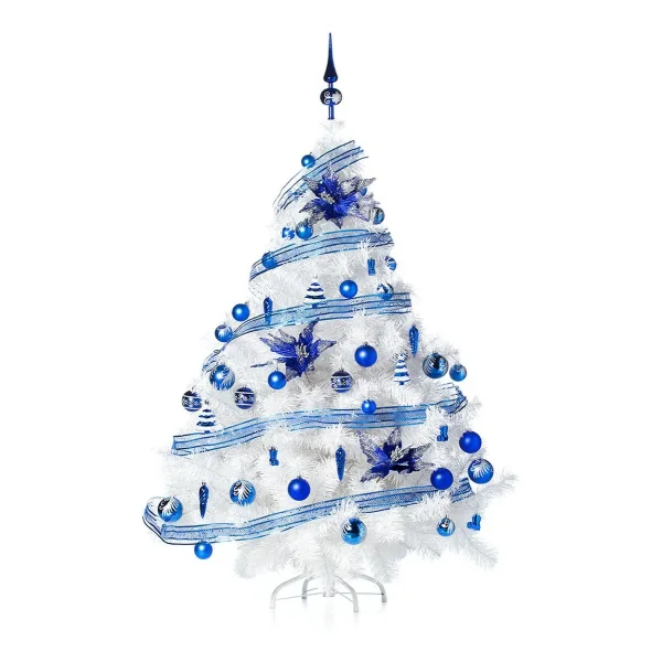 Arbol Navidad Montañes Deluxe Blanco 1.80mt Adornos Deco Azul