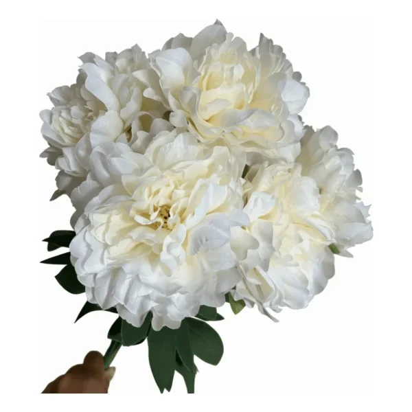 Ramo De Peonias Flores Artificiales 40cm Decoracion Calidad Blanco
