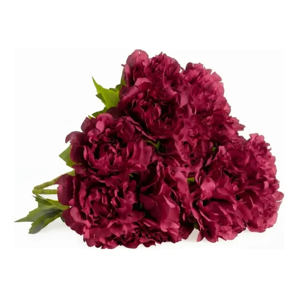 Ramo De Peonias Pack X3 Flores Artificiales 40cm Deco Hogar Bordó