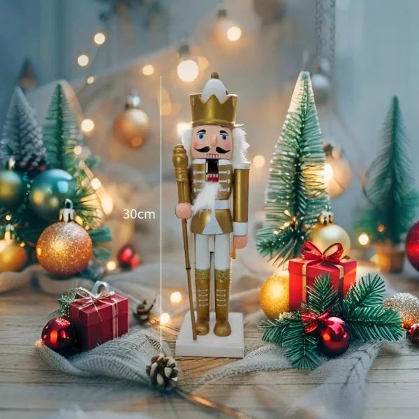 Cascanueces Soldado Adorno De Madera 30 Cm Navidad Blanco