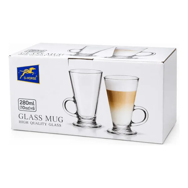 Set X6 Unidades Jarros Submarino Cafe Vaso Vidrio 280ml Transparente