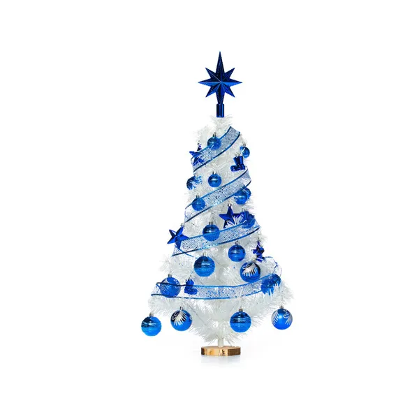Arbol De Navidad Blanco 80cm Con Adornos 30 Piezas Azul