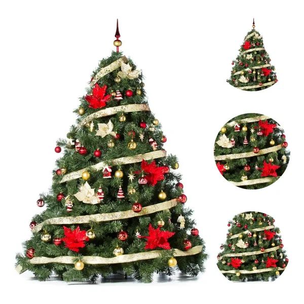Arbol de Navidad Extra Lujo Patagonia 1,80mts Adornos Rojo Oro