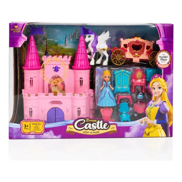 Castillo Princesa Juguete Con Muñeca Luz Música Y Accesorios Rosa