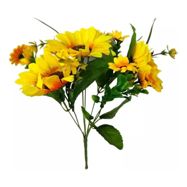 Ramo Girasol Flores Artificiales 30cm Decoracion Pack X4 Amarillo