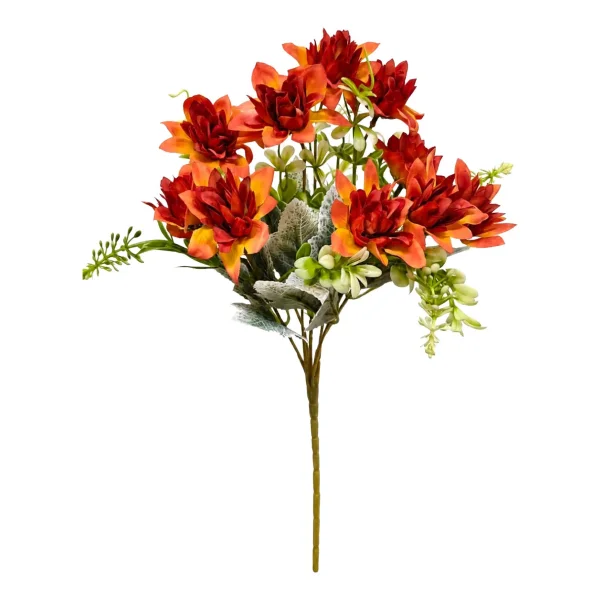 Ramo De Flores Artificiales Dalia 30cm Deco Hogar Pack X6 Naranja