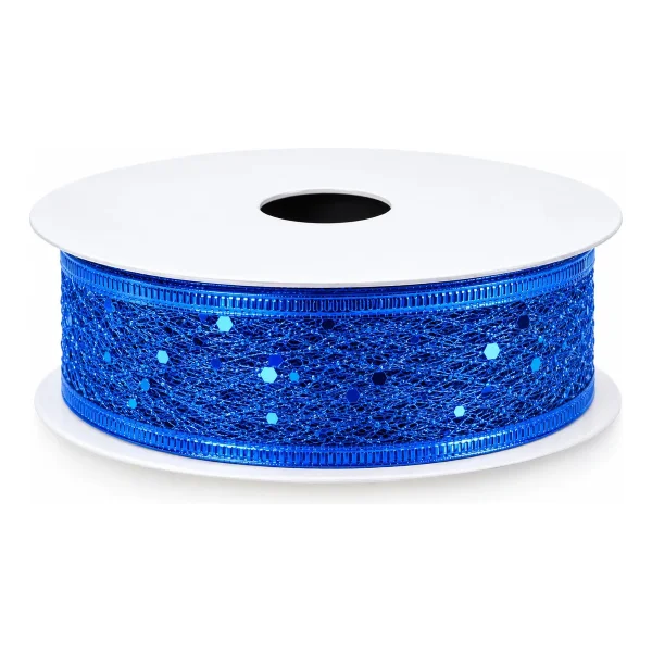 Cintas Navideñas Metalizadas Con Brillo 2,5cm 2.7m Adornos Azul