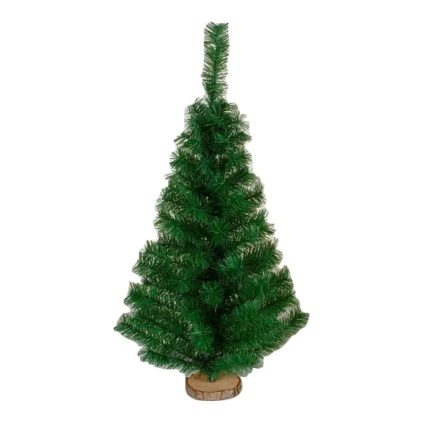 Arbolito De Navidad Mini 0,80mts Con Base De Tronco Natural Verde