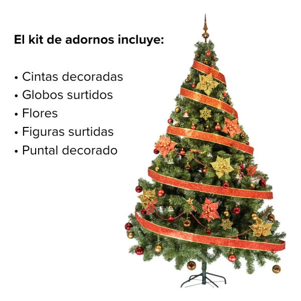 Arbol De Navidad Tronador Lujo 2,10mts Con Adornos Kit X60