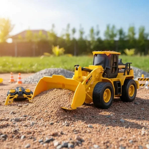 Excavadora Tractor Juguete A Control Remoto Luz Y Sonido Rc Amarillo