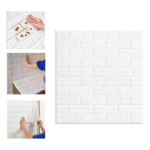 Placas Autoadhesivas Decorativas Pared Ladrillo 3d Pack X10 Blanco