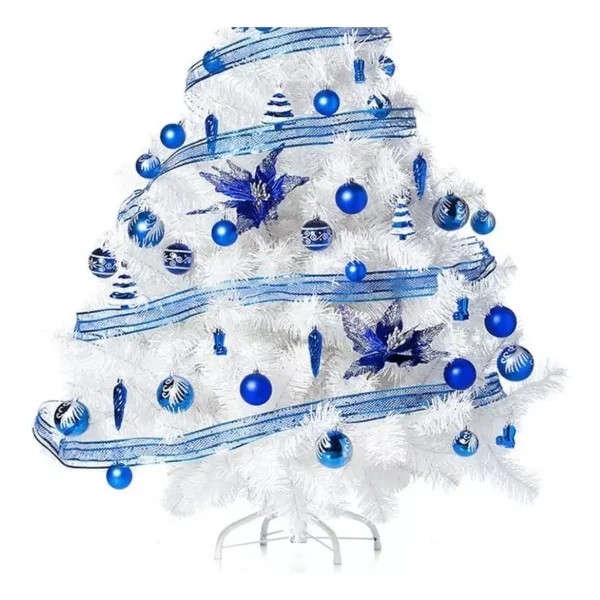 Arbol Navidad Montañes Deluxe Blanco 1.80mt Adornos Deco Azul