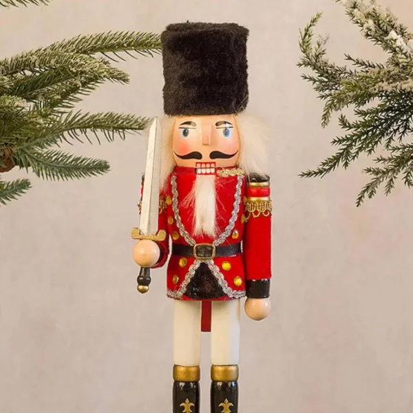 Cascanueces Soldado De Madera 30 Cm Adorno Navidad Madera Rojo
