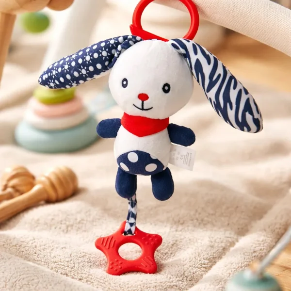 Peluche Colgante Bebé Conejito Sonajero Mordillo Cochecito B/n