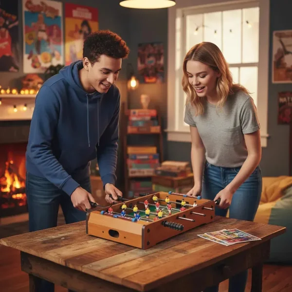 Juego De Mesa Mini Futbolito Metegol De Madera Marron