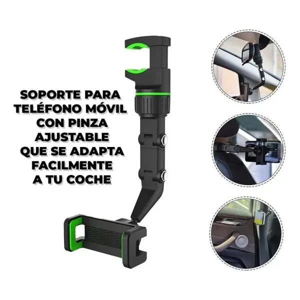 Soporte Celular Espejo Retrovisor Auto Giratorio 360°