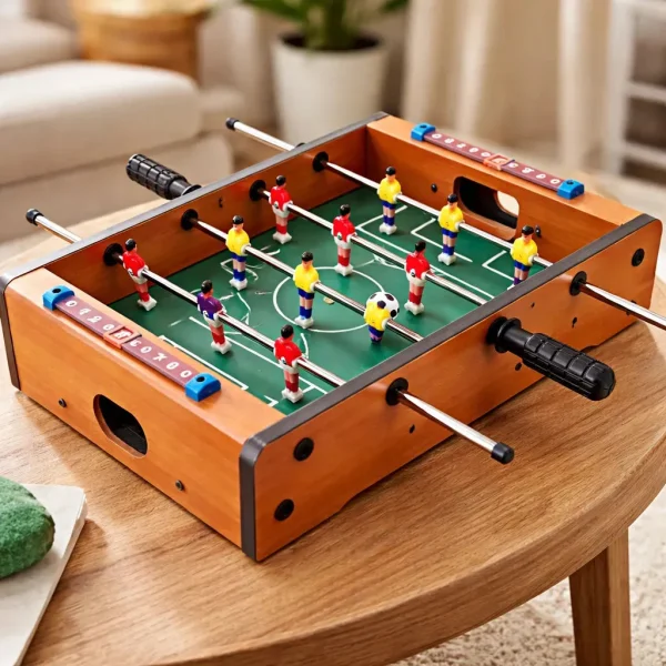 Juego De Mesa Mini Futbolito Metegol De Madera Marron
