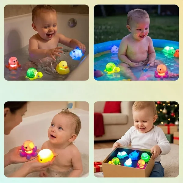 Juguete Bañera Bebé Animales Luz Led Juego Ducha Baño Niños Pulpo