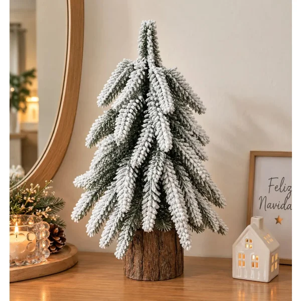 Adorno Arbolito De Navidad Decoración Pino Verde Nevado Verde Pino Verde Nevado