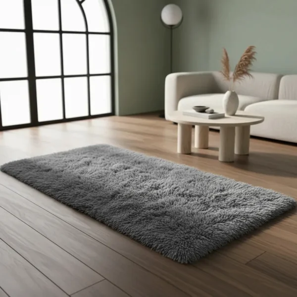 Alfombra Tapete Pelo Largo Nórdica Antideslizante 60x100cm 100 M 60 M Gris