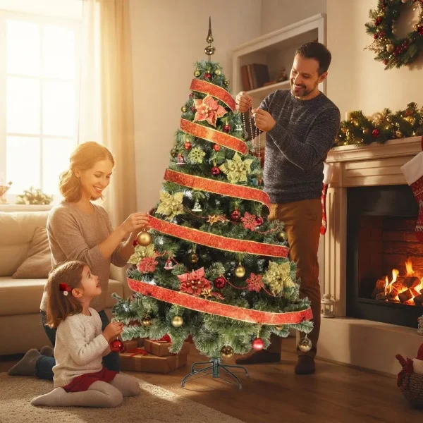 Arbol Navidad Tronador 1,80mts + Kit 60 Rojo Oro Cybermonday Verde