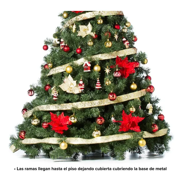 Arbol de Navidad Extra Lujo Patagonia 1,80mts Adornos Rojo Oro
