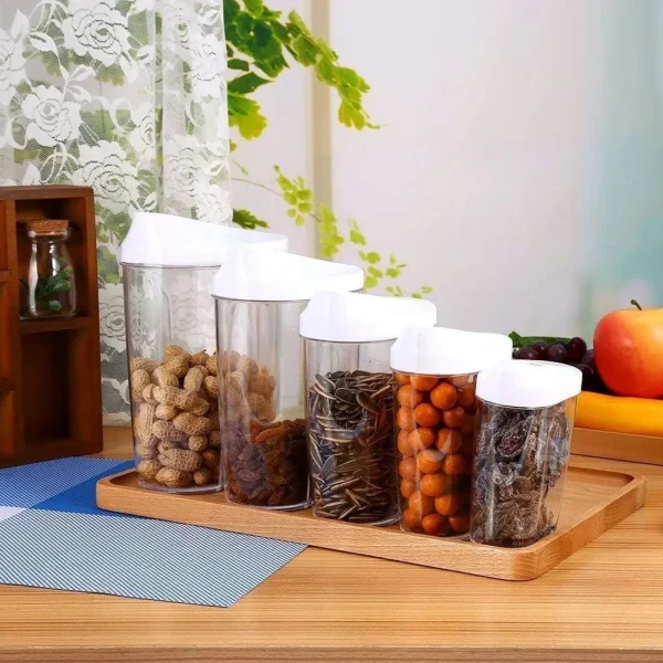 Set X5 Frascos Dosificadores Cerealero Organizador Cocina Transparente