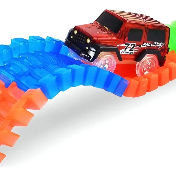 Pista Luminosa Flexible 80 Piezas Con Auto Luminoso Color Azul