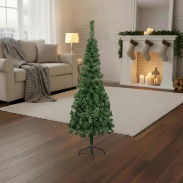 Árbol De Navidad Tronador Slim Verde 1.50mts Base Metal
